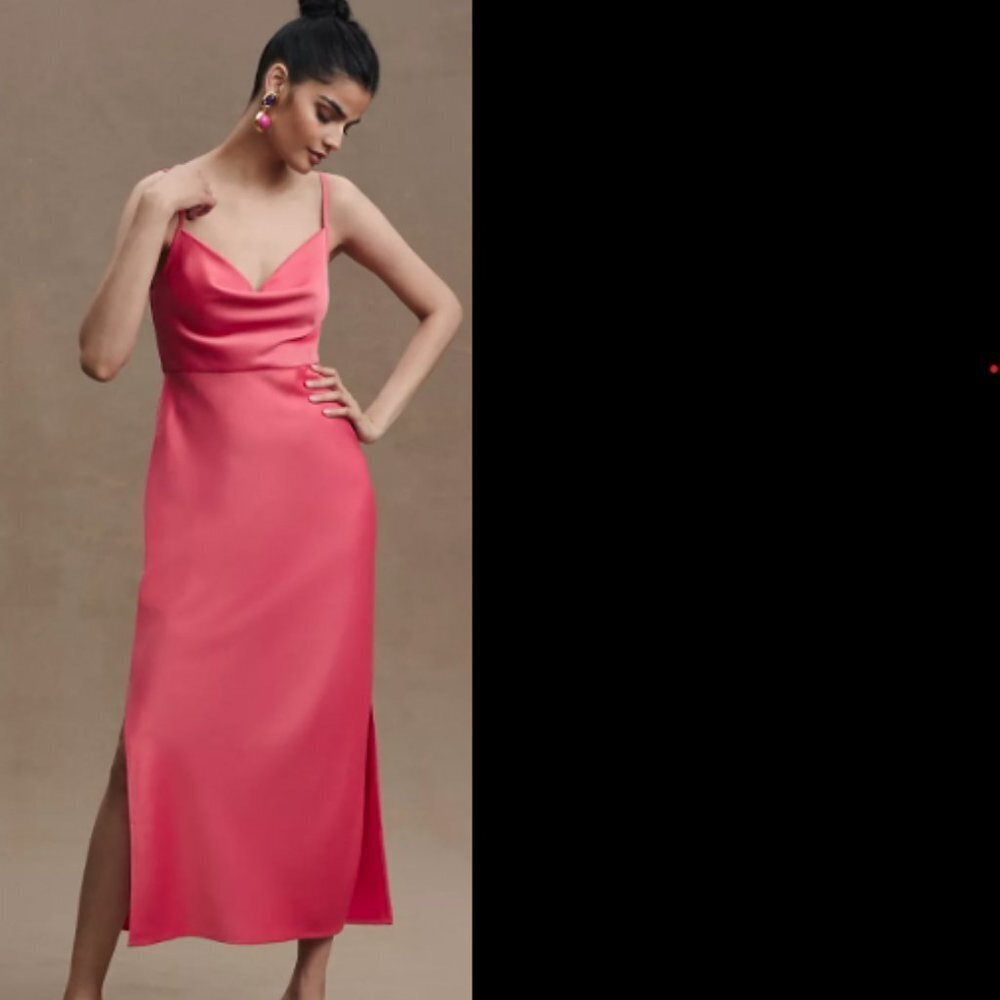 BHLDN Cali Satin Cowl Neck Slip Dress SZ XS